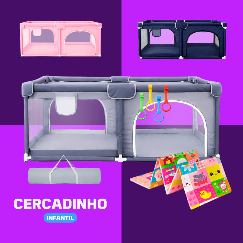 Cercadinho Bebe + Tapete + Bolsa 180x150