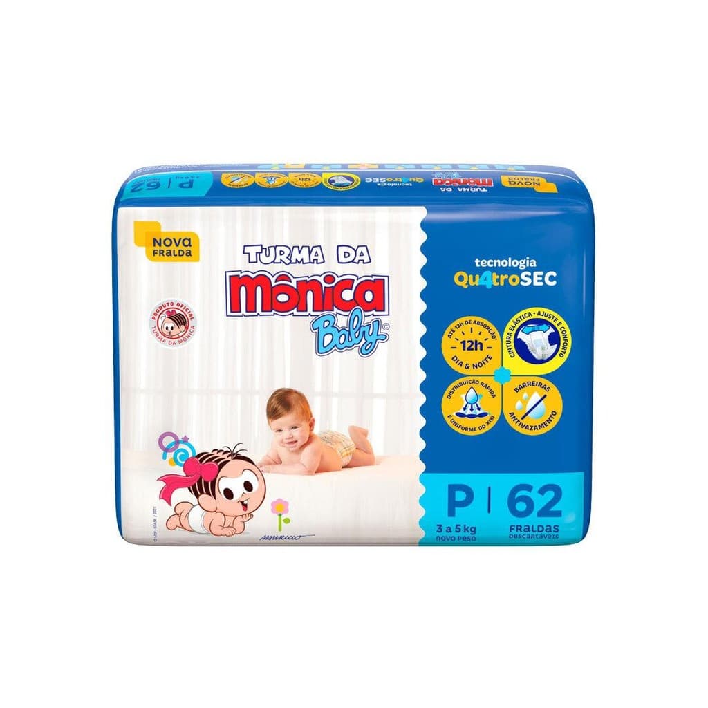 Fralda Turma da Monica Baby Mega P 62un — Enxoval de Bebe 2026 | Comprar na Shopee com desconto