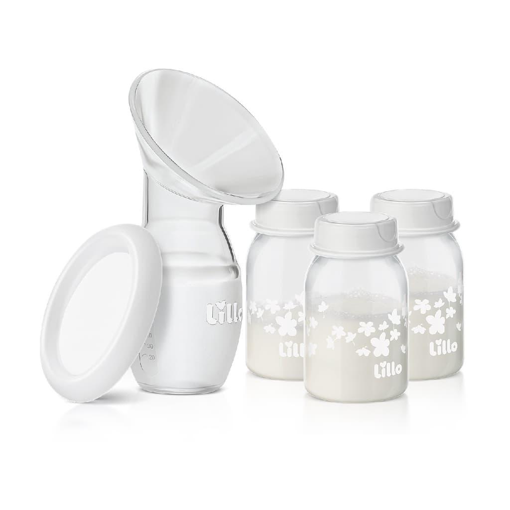 Bomba Coletora de Leite Materno com 3 Frascos 120ml Lillo — Enxoval de Bebe 2026 | Comprar na Shopee com desconto