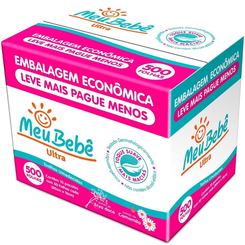 Toalha Umedecida Meu Bebe Ultra 500 Folhas